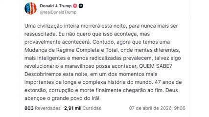 Trump ameaça “civilização inteira” no Irã com ataque iminente; ONU e Democratas reagem chocados