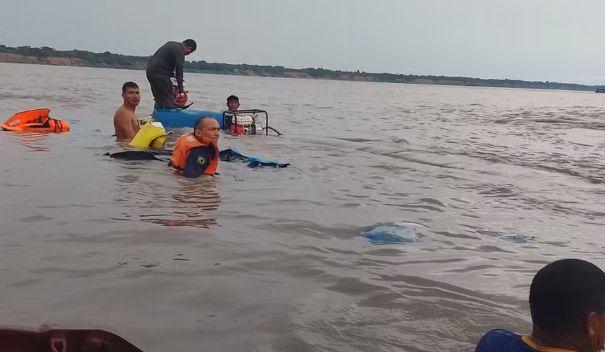 Canoa com 9 pessoas, incluindo crianças e peruanos, naufraga no Rio Solimões em Tabatinga; todos resgatados sem ferimentos